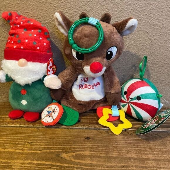 Rudolph My First Rudolph TY Christmas Gnome Squishmallow Candy Cane Plush - Picture 2 of 15